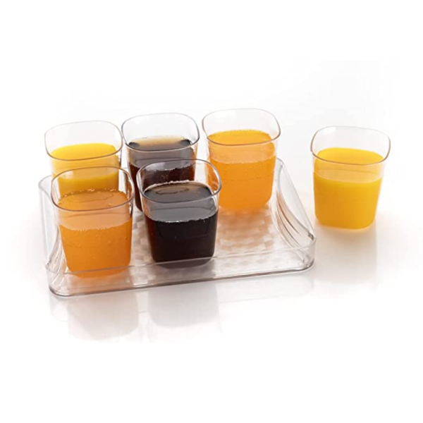 Unbreakable Water and Juice Drinking Glass Set with Serving Tray 
