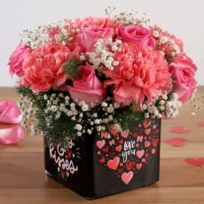 Pink Roses And Carnations In Love...