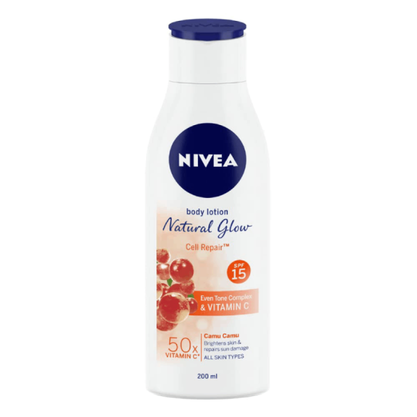 NIVEA Body Lotion Natural Glow, Cell Repair, SPF 15 & 50x Vitamin