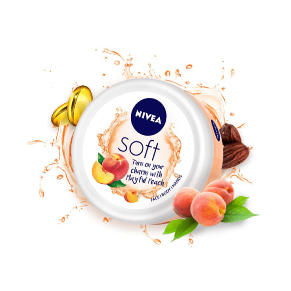 NIVEA Soft Light Moisturizer Cream, Playful Peach, with Vitamin E & Jojoba Oil for Face