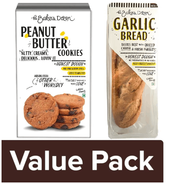The Baker's Dozen Peanut Butter Cookies 150 g + Garlic Bread - 100% Wholewheat