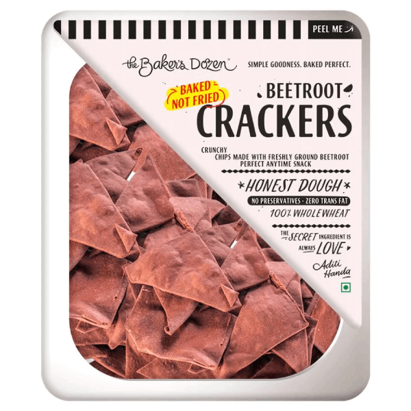The Baker's Dozen Beetroot Crackers - 100% Wholewheat