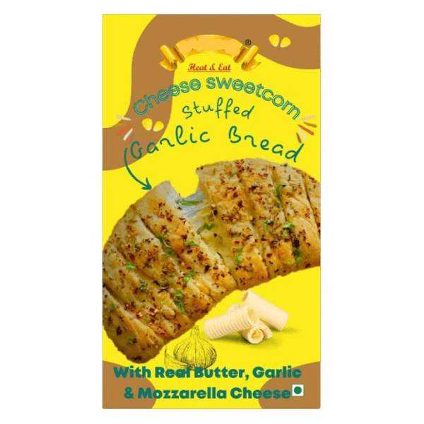 Cheese Sweetcorn Stuffed Garlic Bread - Heat & Eat