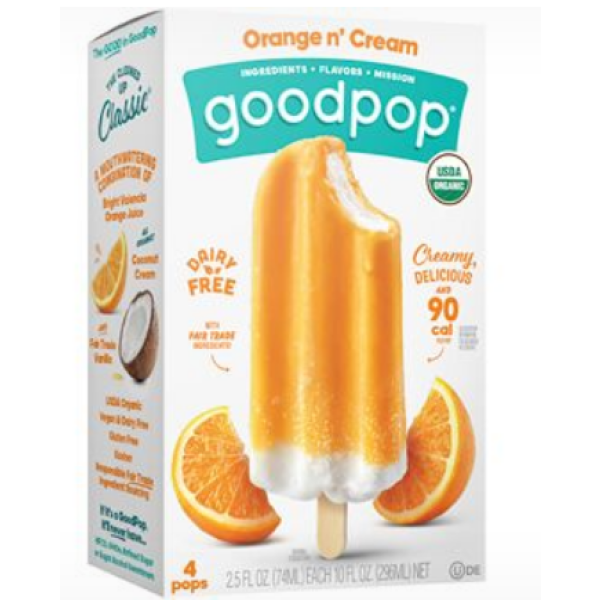 All-Natural Vegan Frozen Pops, Orange N' Cream